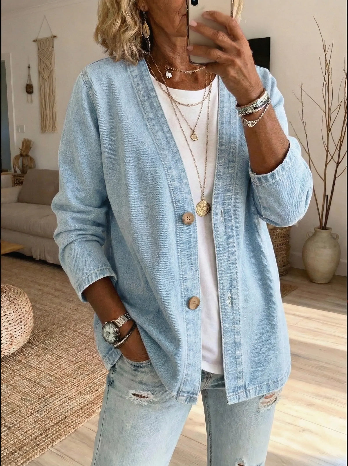 Dariah - Denim Button Coat