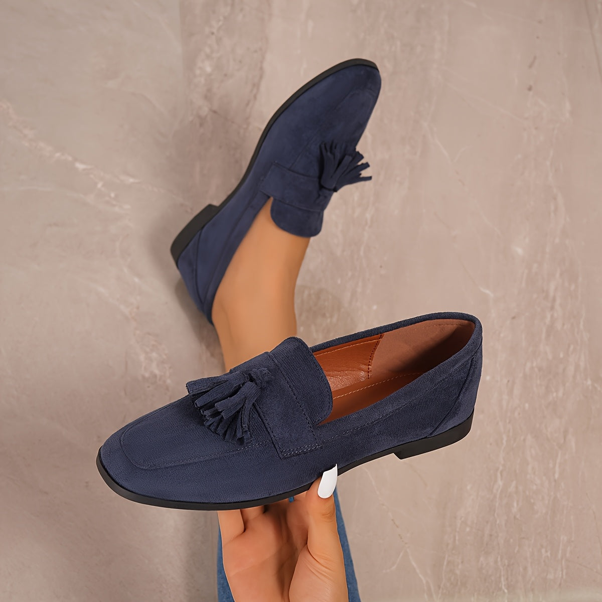 Lorae | Textured Tassel Loafers