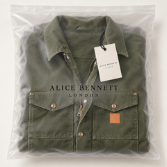 Carh men's Berwick jacket in an Alice Bennett London polybag with attached hangtag