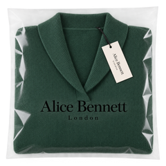 Charlotte women's V-neck sweater in Alice Bennett London branded packaging