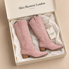 Clara Western Boots in an Alice Bennett London shoebox