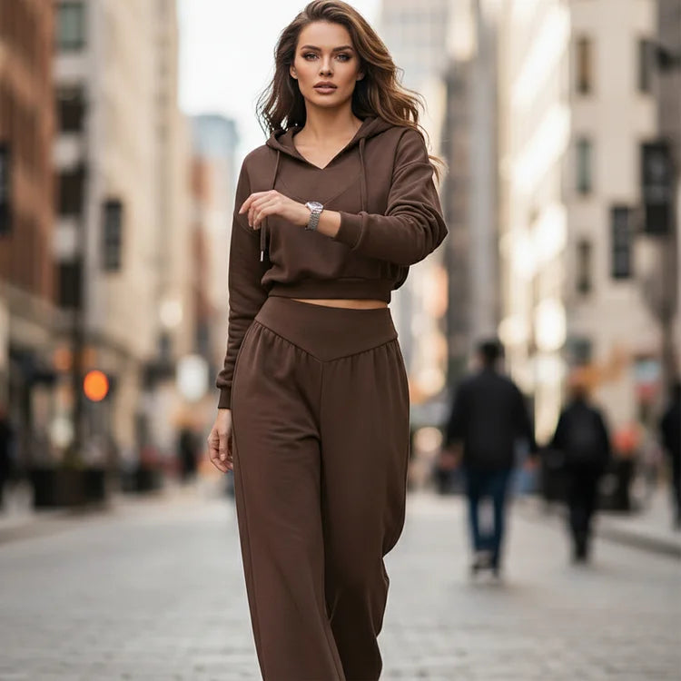 Elodie – Cropped Hoodie & Wide-Leg Trousers Set