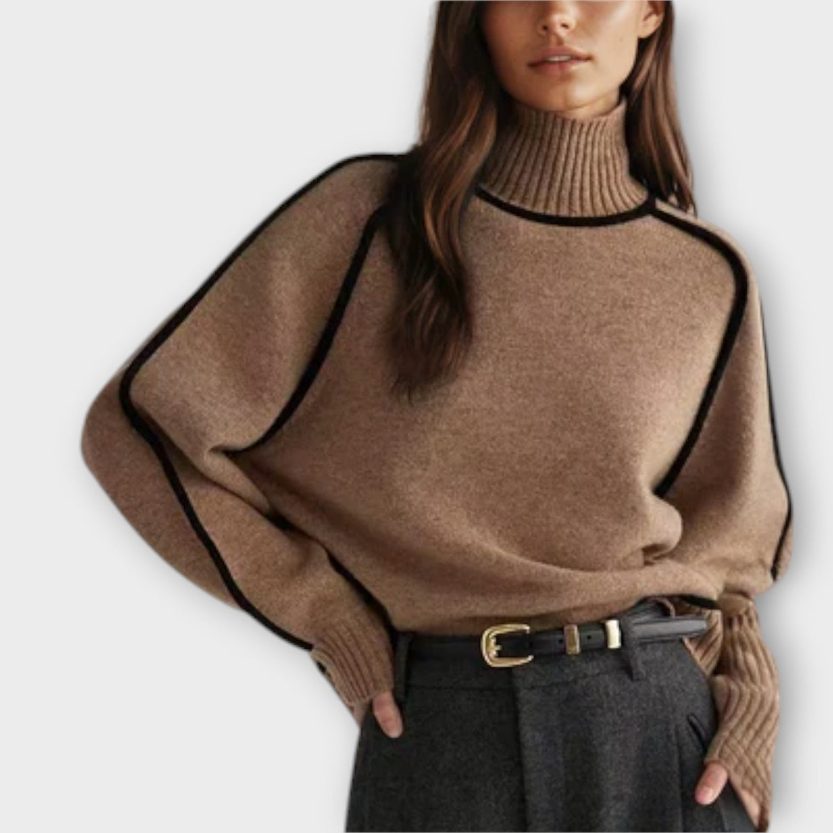 Emilie | Soft Piped Turtleneck Jumper
