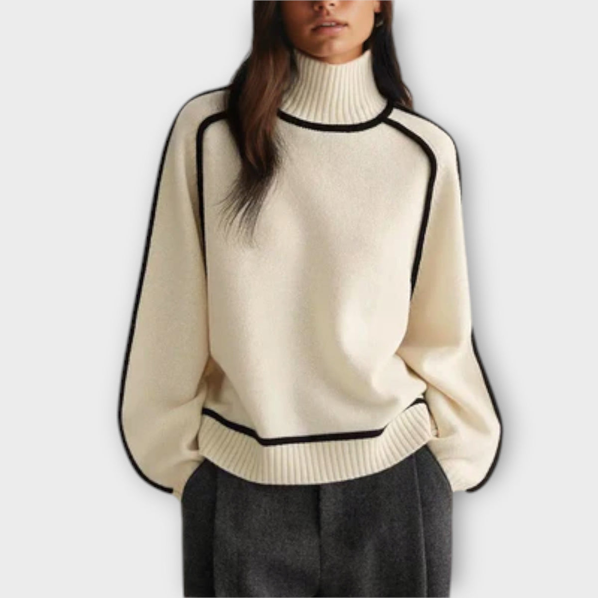 Emilie | Soft Piped Turtleneck Jumper