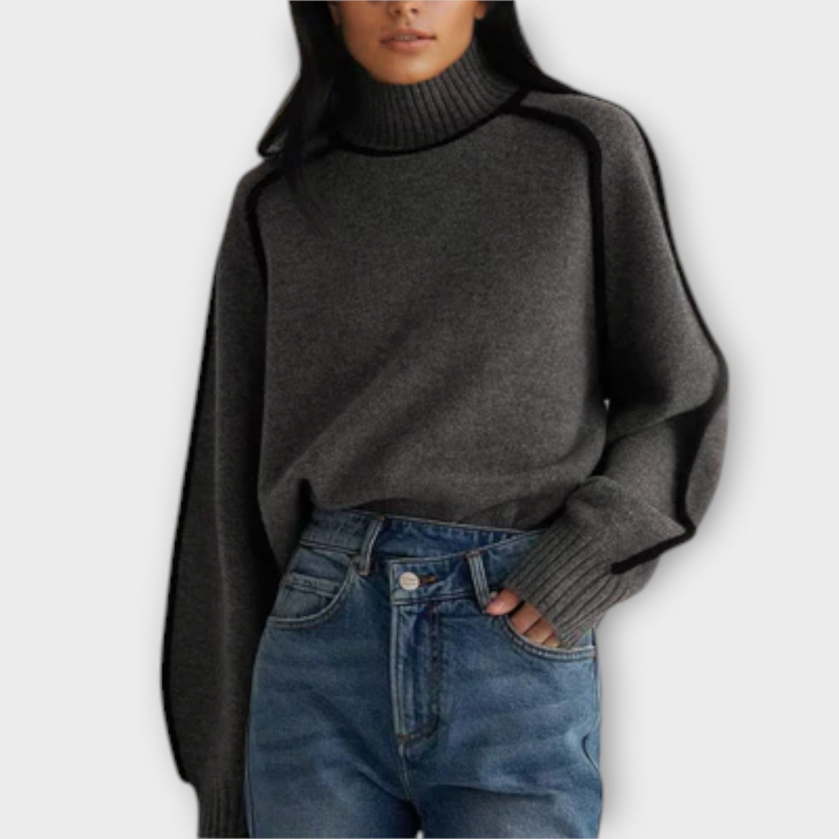 Emilie | Soft Piped Turtleneck Jumper