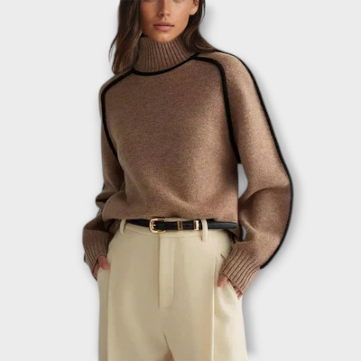 Emilie | Soft Piped Turtleneck Jumper