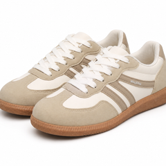 Deliza orthopaedic trainers in off-white and beige, front view