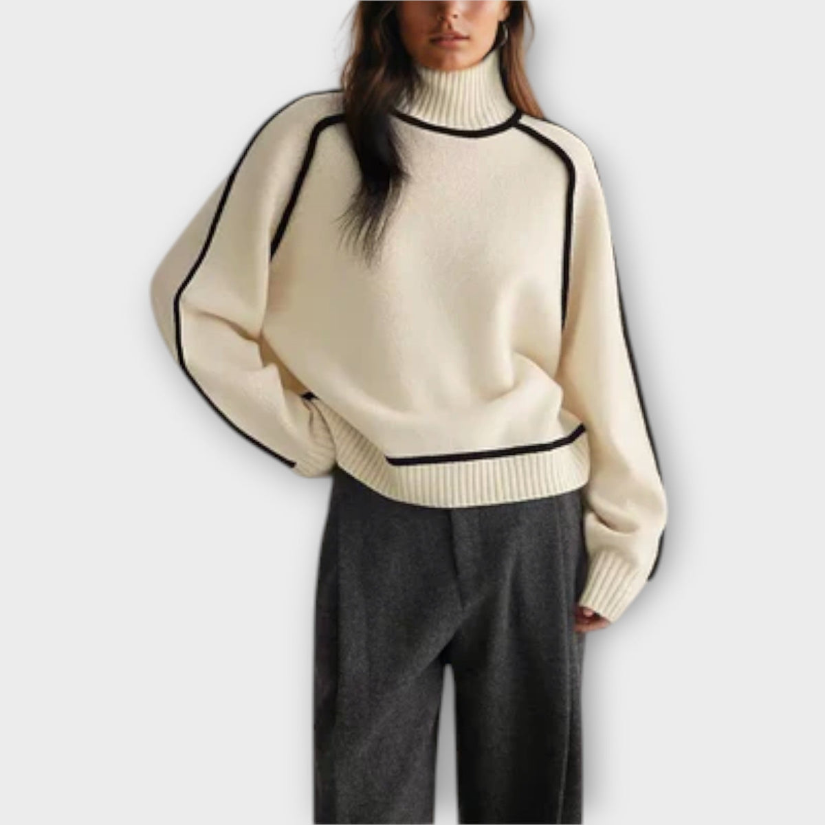 Emilie | Soft Piped Turtleneck Jumper