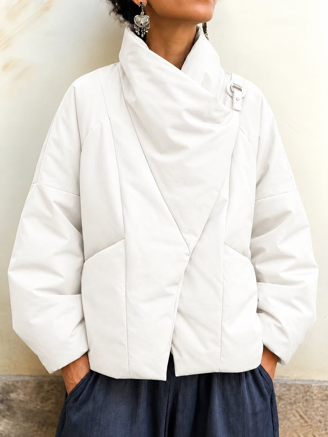 Ismena | Asymmetrical High-Collar Puffer Jacket