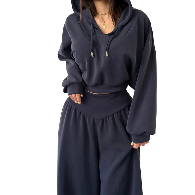 Elodie – Cropped Hoodie & Wide-Leg Trousers Set