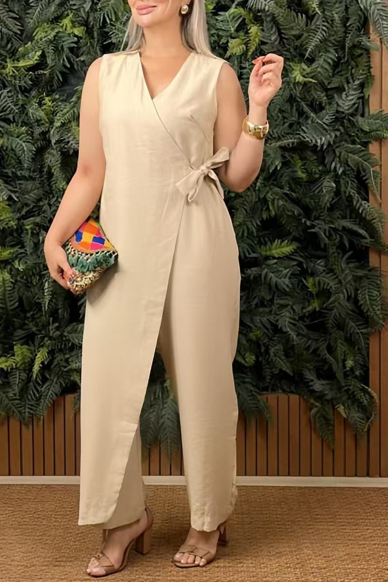 Women's V-Neck Cross-Back Jumpsuit