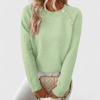 ISABELLE – ELEGANT PEARL BUTTON SWEATER