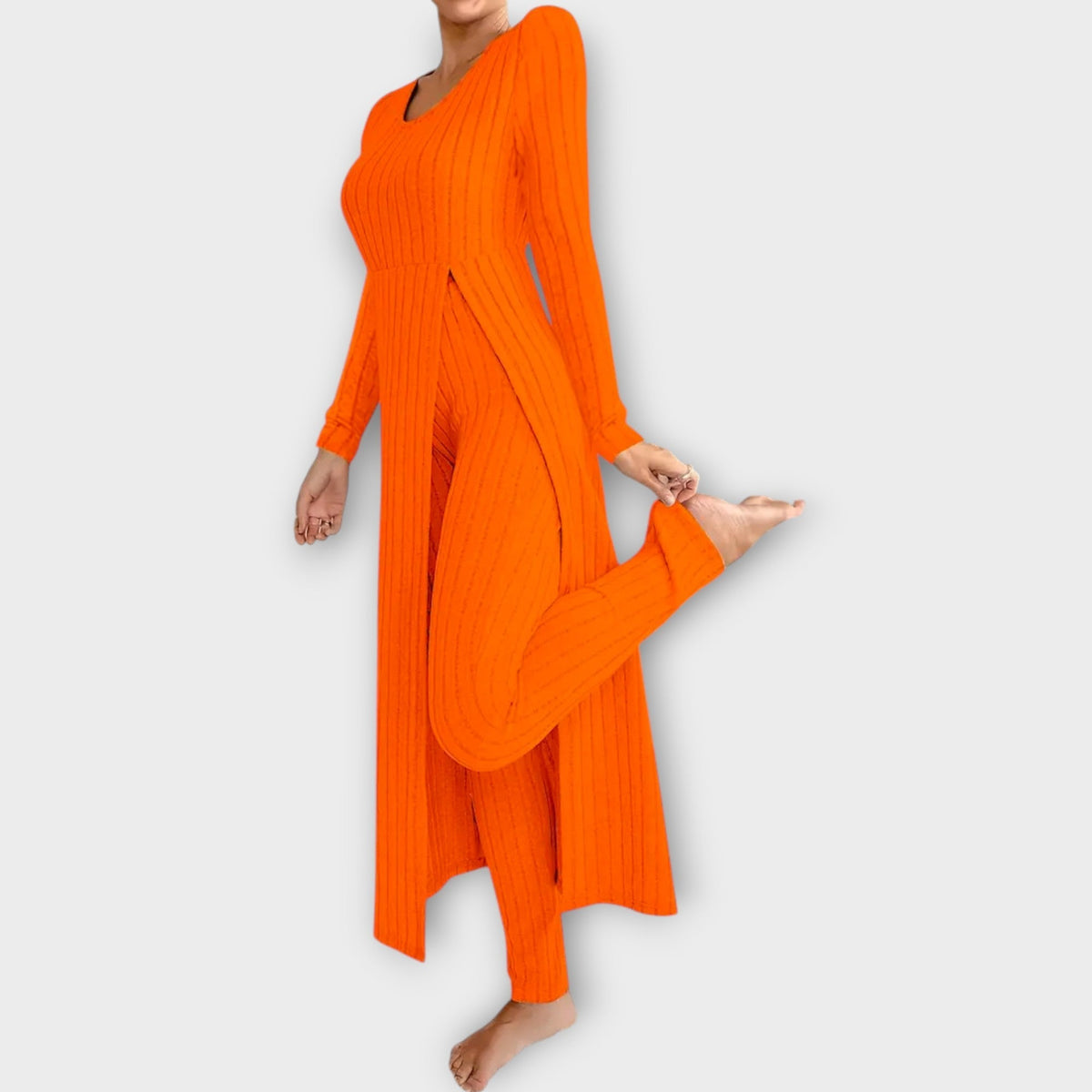 Amelie | Ribbed Knit Lounge Set with Split Tunic