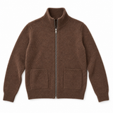 Evelyn brown zip cardigan on a white background