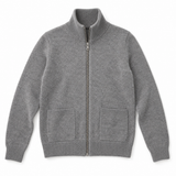 Evelyn grey zip cardigan on a white background