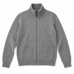 Evelyn grey zip cardigan on a white background