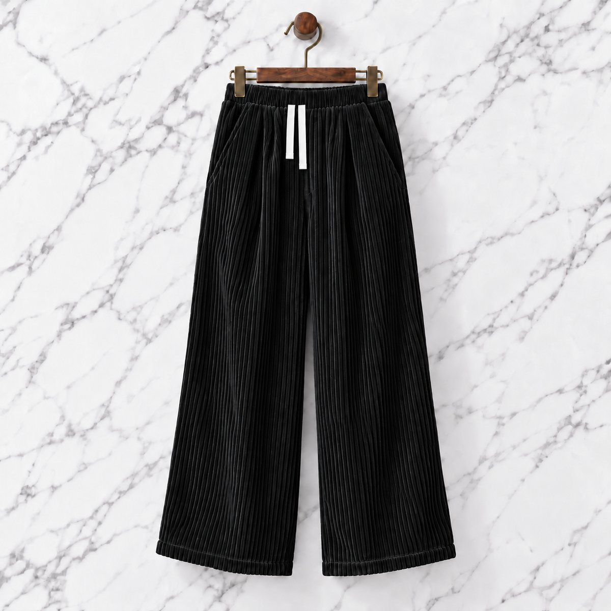 Ribline Corduroy Wide-Leg Pants