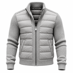 Kylian men's grey quilted knit jacket on a white background