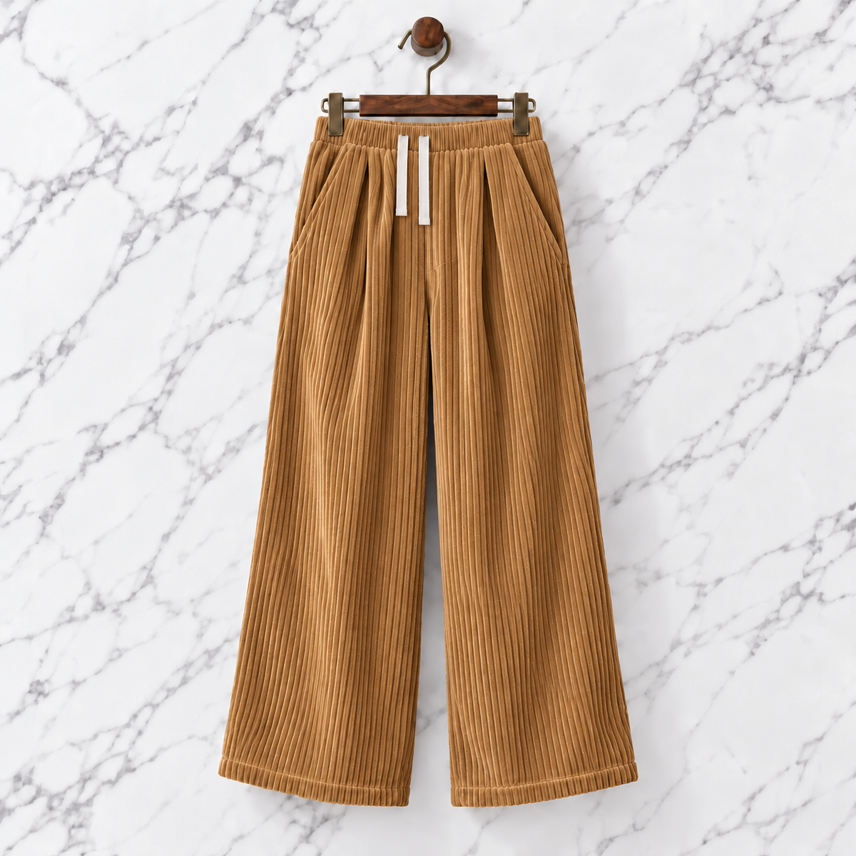 Ribline Corduroy Wide-Leg Pants
