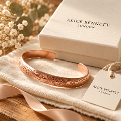 Cora’s Garland Copper Bracelet with Alice Bennett London packaging