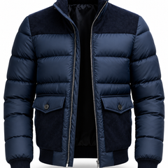 Matuidi men's quilted puffer jacket, navy, front view