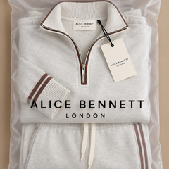 Alice Bennett London packaging for Marietta half-zip tracksuit set