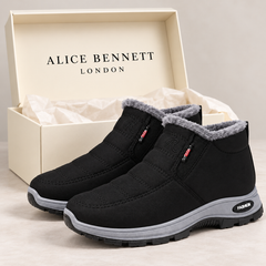 Sianna quilted faux-fur-lined slip-on ankle boots in an Alice Bennett London shoe box