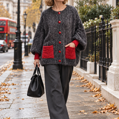 Bellorine textured knit cardigan worn in London