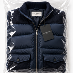 Matuidi navy quilted puffer jacket in branded packaging