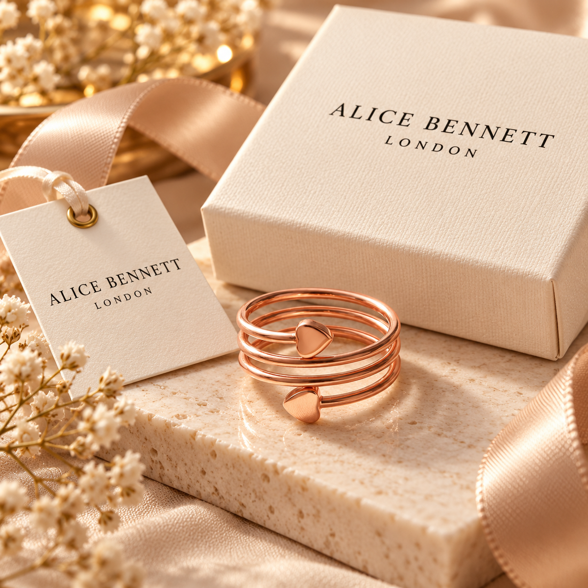Cora’s Lovecoil Copper Ring with Alice Bennett London packaging