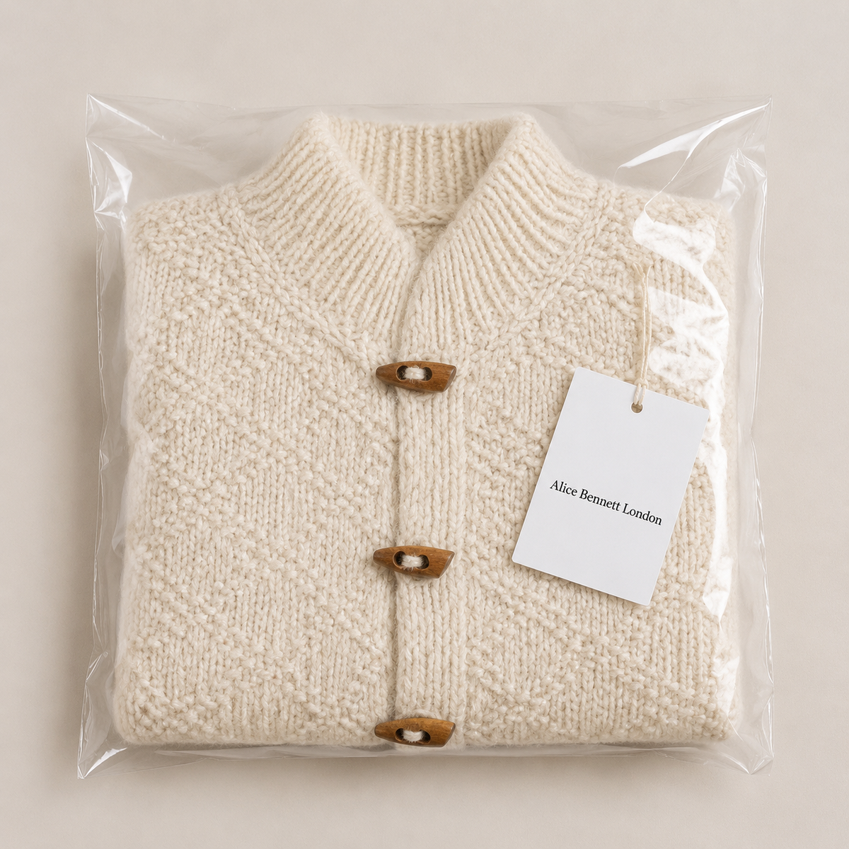 Camila sleeveless knit vest folded in Alice Bennett London packaging