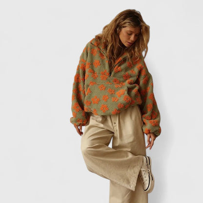 DAISY – RETRO BLOOM SHERPA PULLOVER