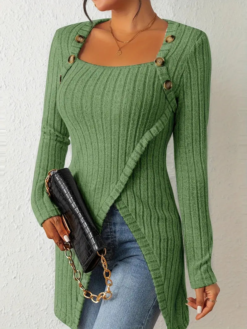 Julia™ - Trendy Ribbed Asymmetrical Top