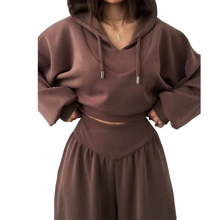 Elodie – Cropped Hoodie & Wide-Leg Trousers Set