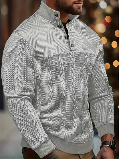 MASON – TEXTURED BUTTON-UP KNIT SWEATER