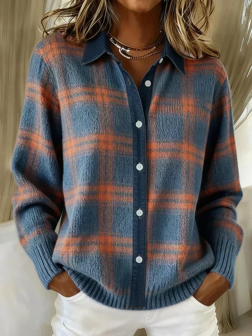 Barbara – Soft Checked Knit Blouse