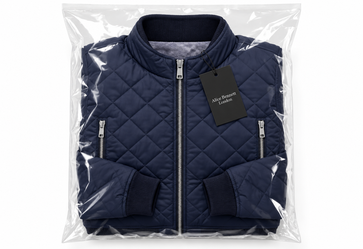 Florian modern transitional jacket in Alice Bennett London packaging