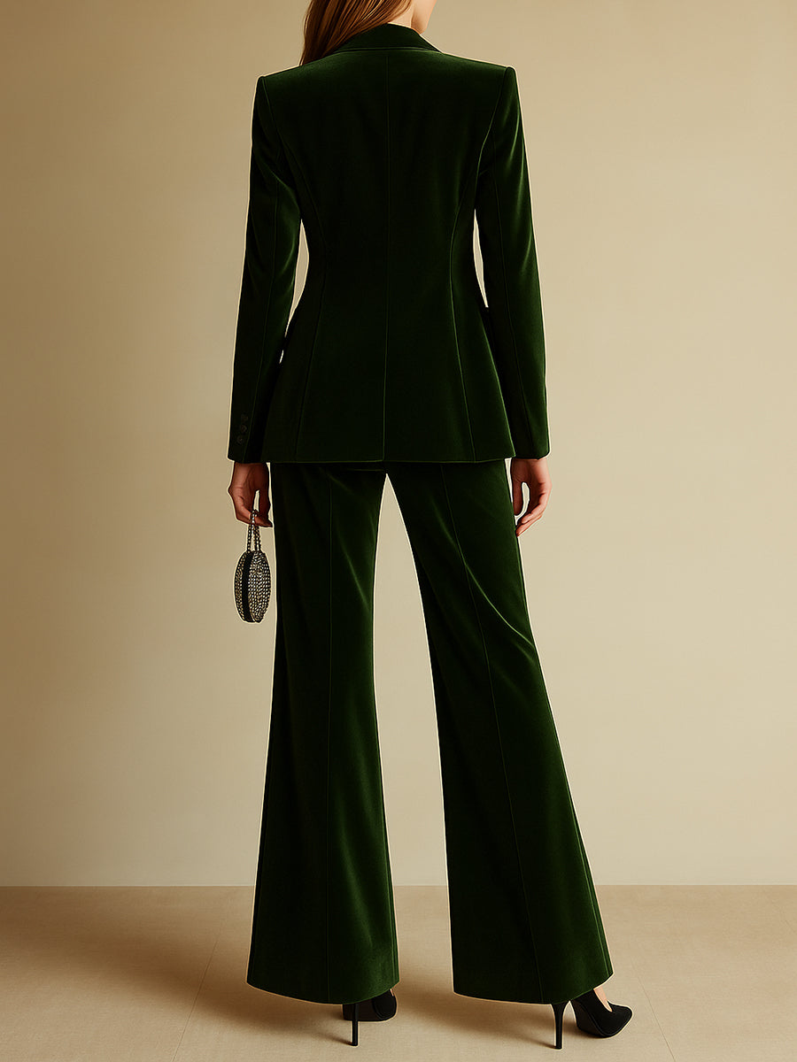 Amelia™ | Emerald Velvet Two-Piece Suit