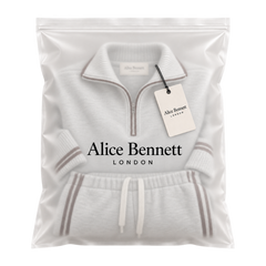 Grey White Half-Zip Sweatshirt and Wide-Leg Trousers Set in Alice Bennett London packaging