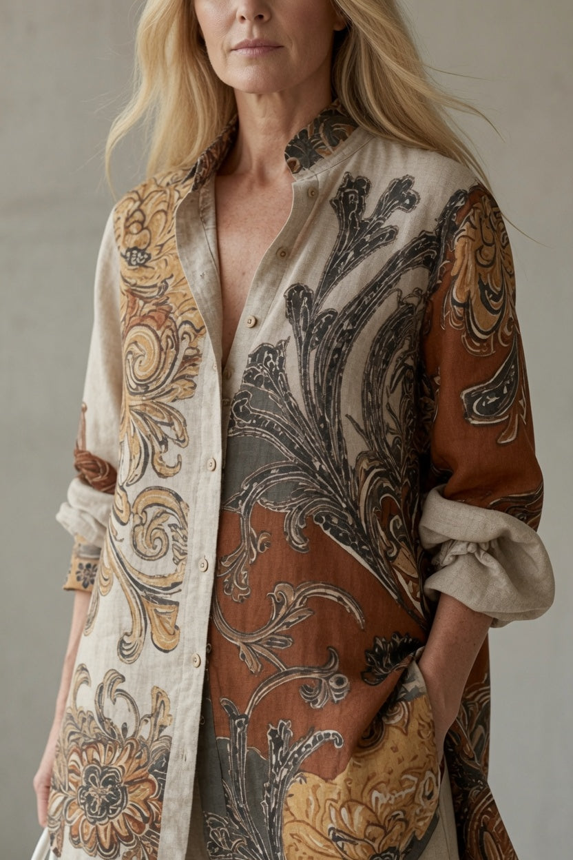 Laurienne™ | Printed Shirt & Wide-Leg Trouser Set