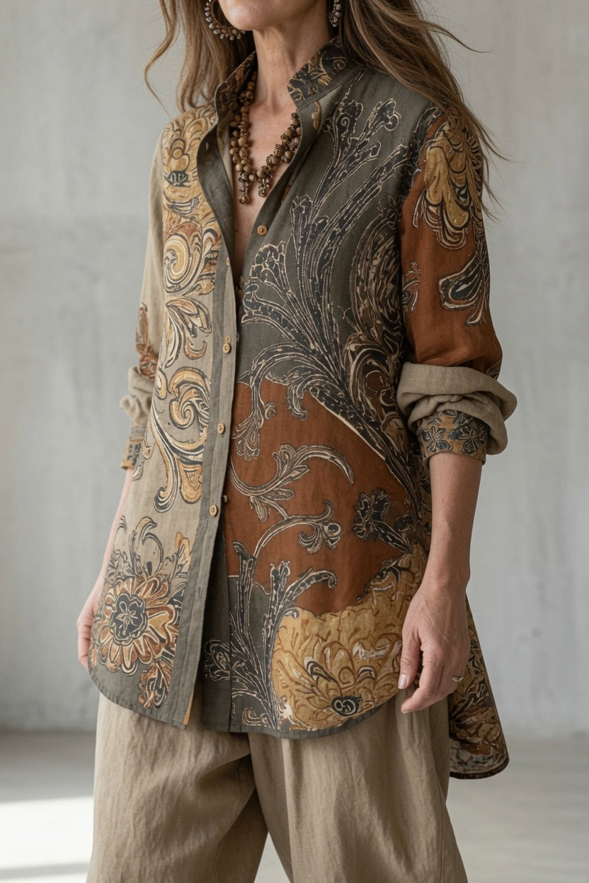 Laurienne™ | Printed Shirt & Wide-Leg Trouser Set