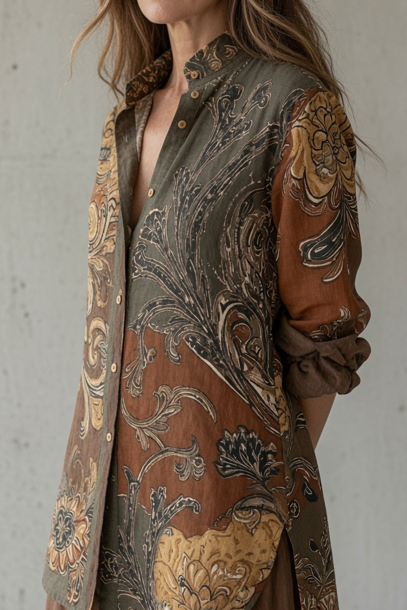 Laurienne™ | Printed Shirt & Wide-Leg Trouser Set