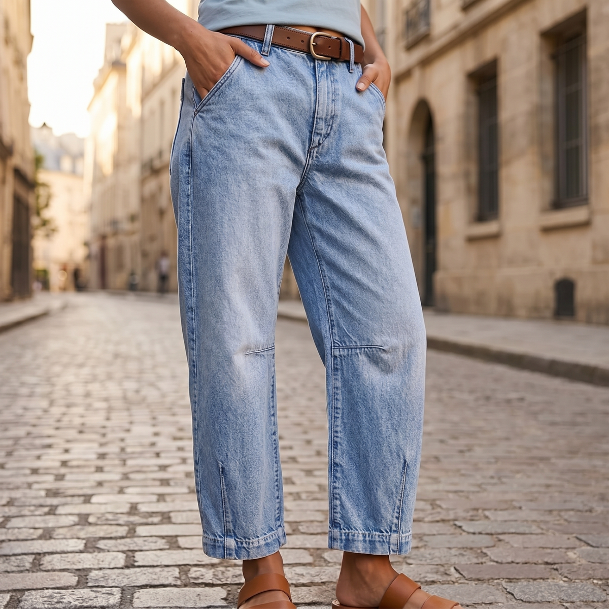 Lumière | High-Waisted Cropped Barrel Jeans