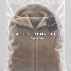 Hunter outdoor jacket in Alice Bennett London frosted packaging with visible sleeve badge