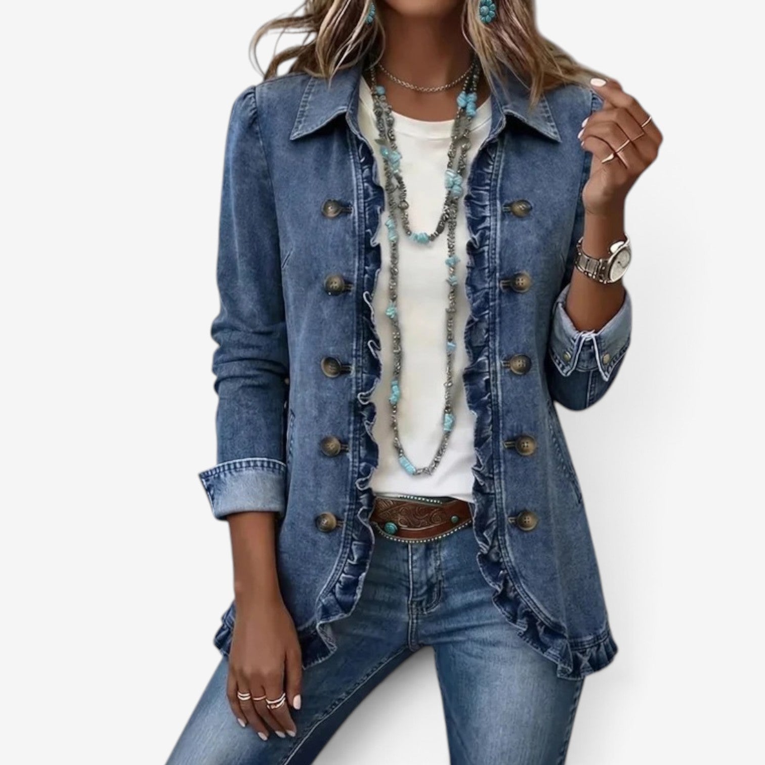 Shelaine – Floral Embroidered Ruffle Jacket