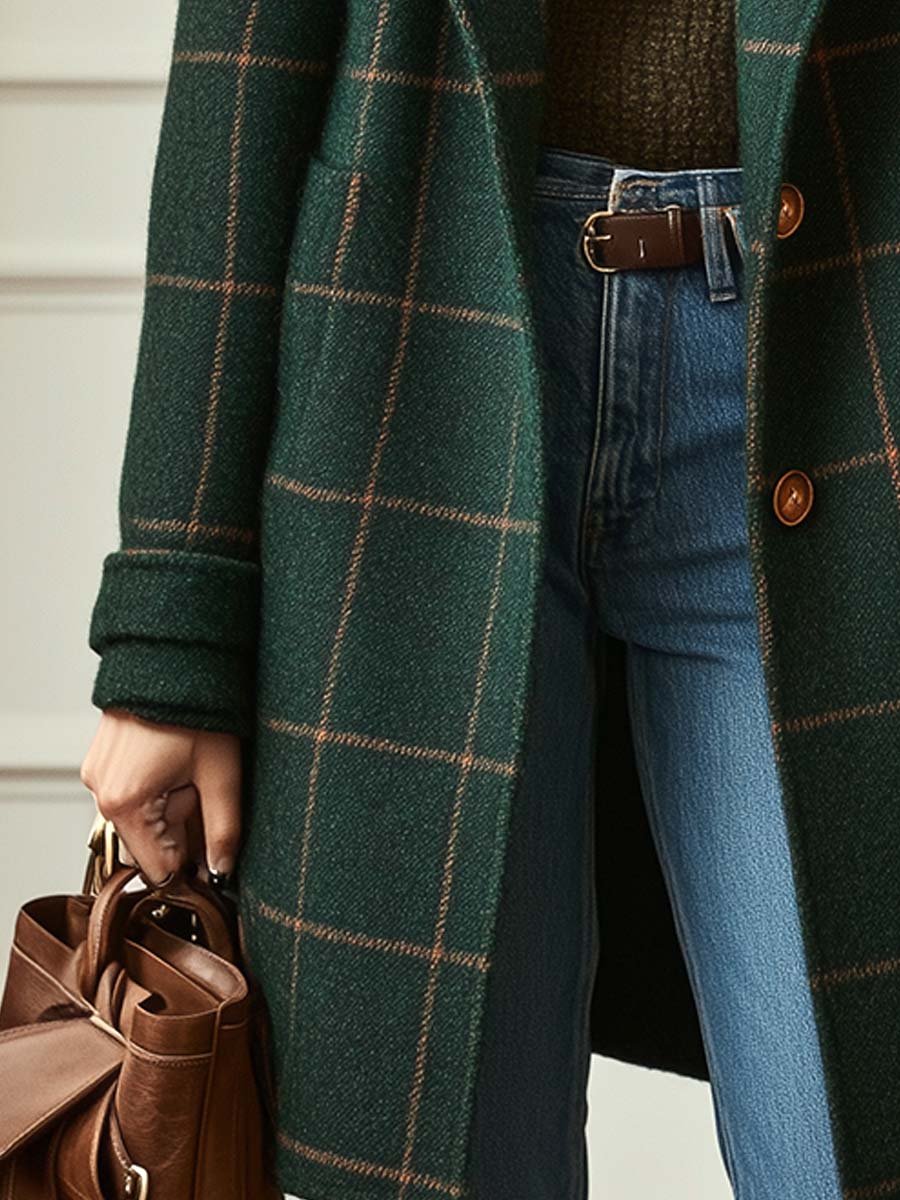 Valeria | Retro Plaid Tweed Coat
