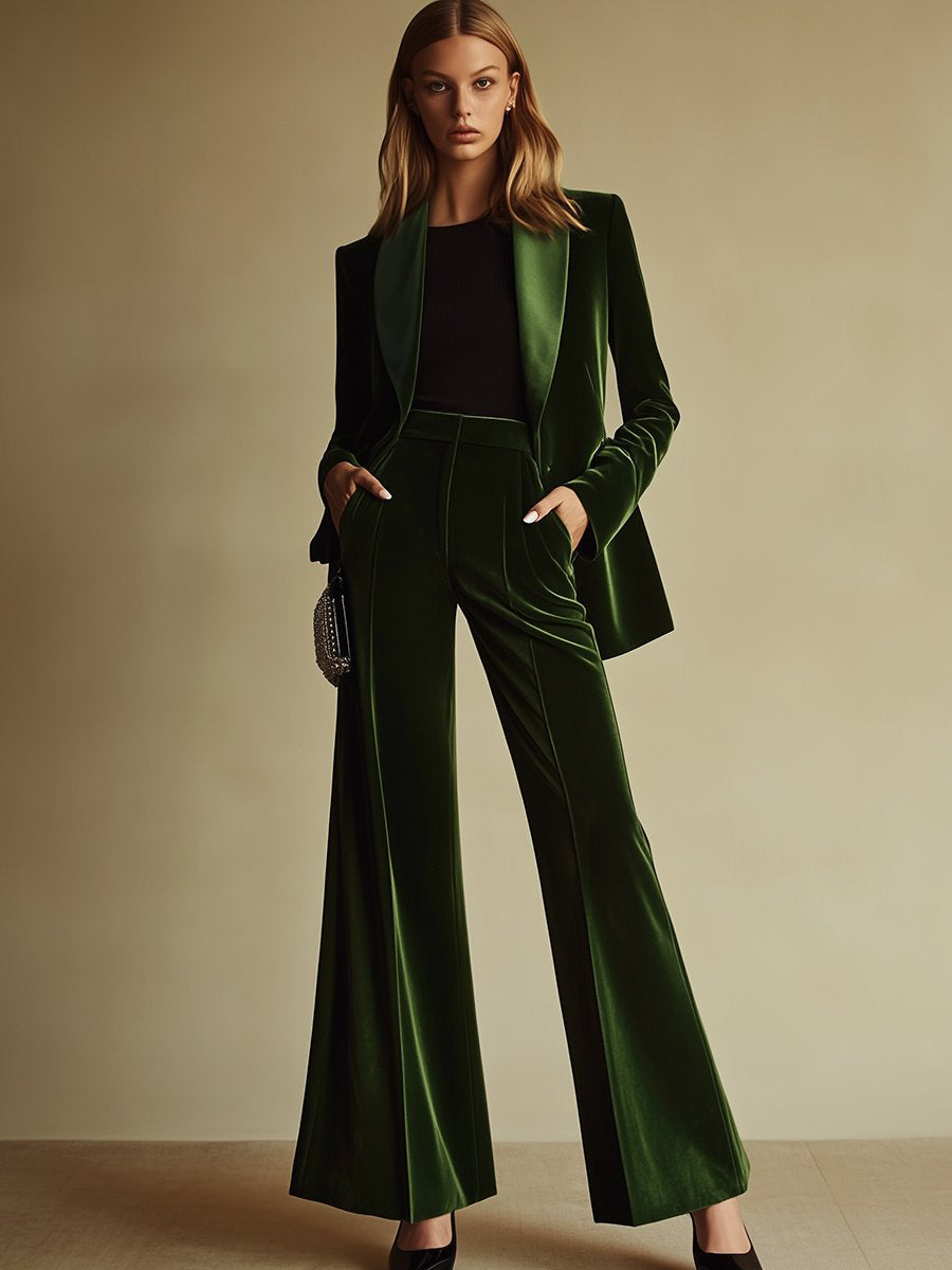 Amelia™ | Emerald Velvet Two-Piece Suit