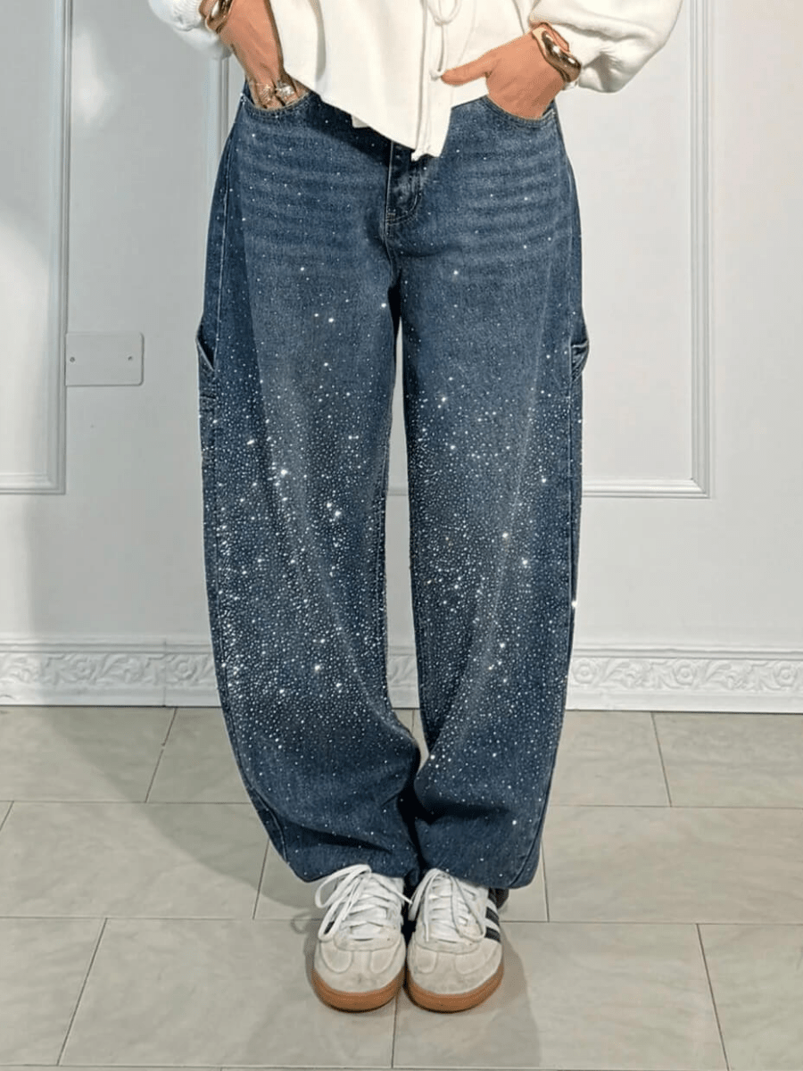 Julia | Balloon Fit Carpenter Jeans with Glitter