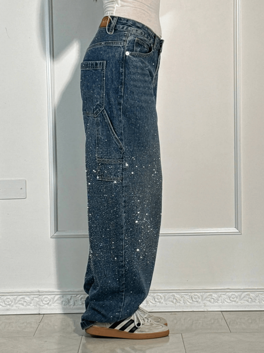 Julia | Balloon Fit Carpenter Jeans with Glitter