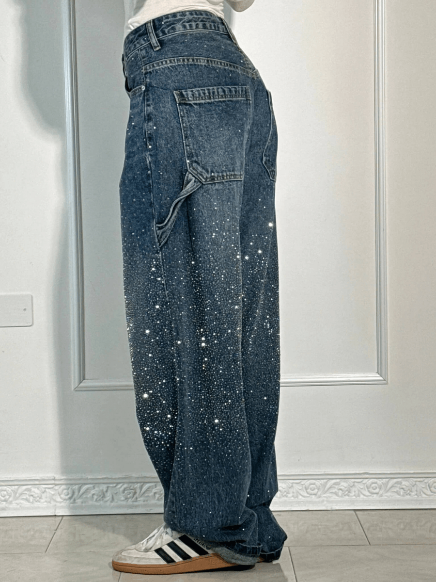 Julia | Balloon Fit Carpenter Jeans with Glitter